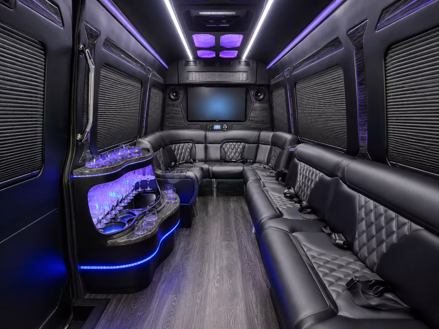 baldwin park 30 passenger party bus inside