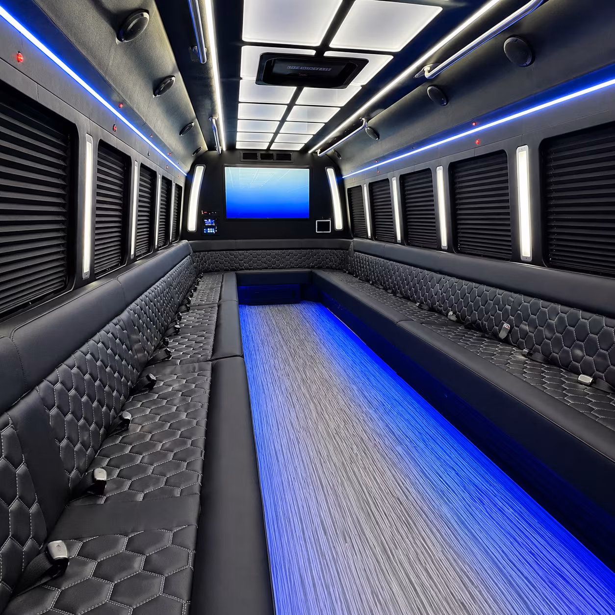baldwin park 50 passenger party bus inside